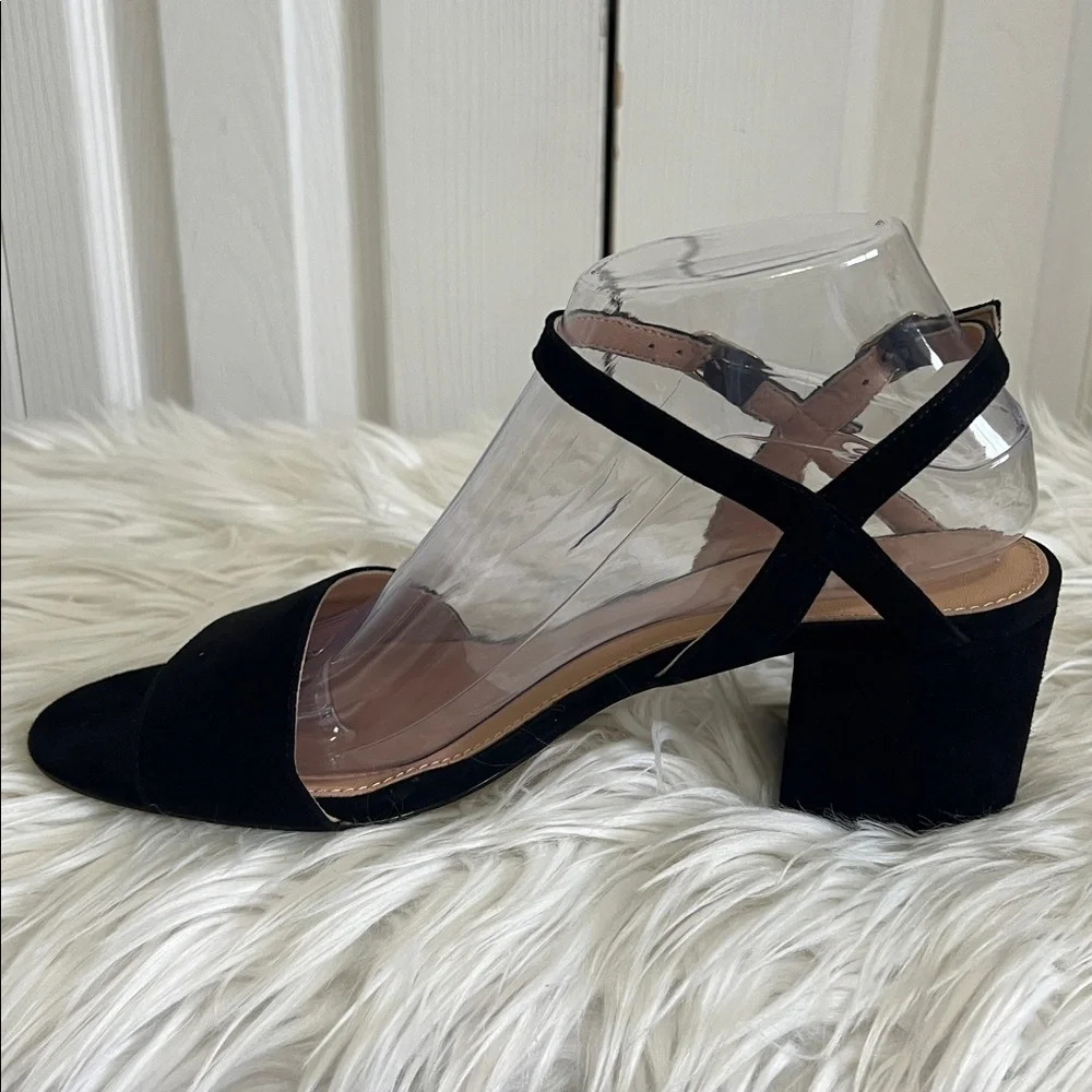 Black Suede Strappy Block Heel J. Crew Sandals Size 9